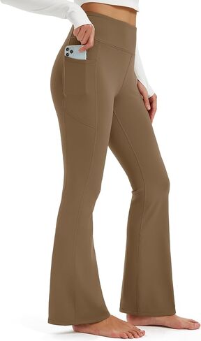 MAGCOMSEN Womens Fleece Lined Leggings Flare Pants High Waist Water Resistant Winter Thermal Casual Pants with Pockets in Saudi Arabia