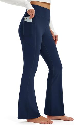 MAGCOMSEN Womens Fleece Lined Leggings Flare Pants High Waist Water Resistant Winter Thermal Casual Pants with Pockets in Saudi Arabia