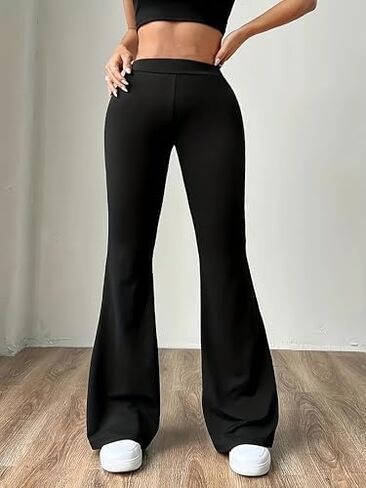 High Elasticity Sports Pants, Yoga Bell-Bottom Pants, Tight-Fitting Hip-Lifting Fitness Trousers, Casual Pants. in Saudi Arabia