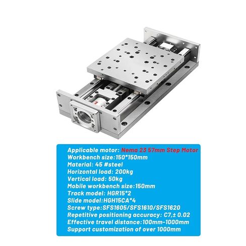 57 Motor Bracket 150MM Heavy Steel Slide Module Ball Screw Travel 100~1000mm HGH15CA*4 Slider XY axis(SFS1610 200mm Stroke) in Saudi Arabia