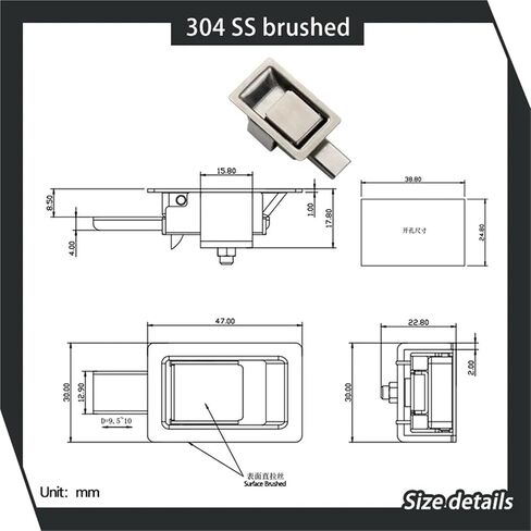 سحب قضيب قفل لوحة 304 صندوق من الفولاذ المقاوم للصدأ نوع شاحنة صناعية 1 قطعة in Saudi Arabia