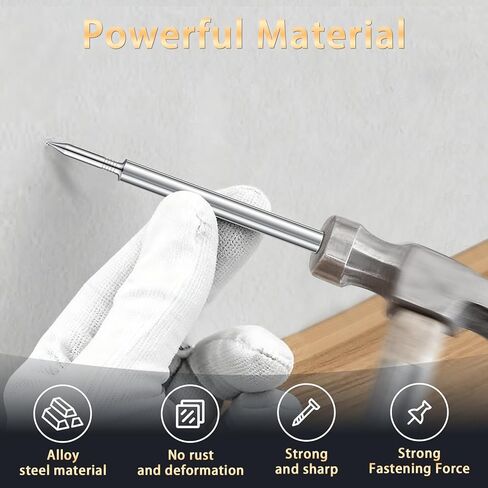 600 Pcs Double Headed Skirting Nails with 6 Sleeve Installation Tools, Thread Seamless Invisible Carbon Steel No Mark Nails for Skirting, Baseboard, Door frames, Cabinets in Kuwait