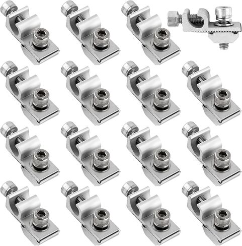 16 Pcs Solar Panel Grounding Lugs, Stainless Steel, Silver, Mount Bracket, Solar Grounding Clips in Saudi Arabia