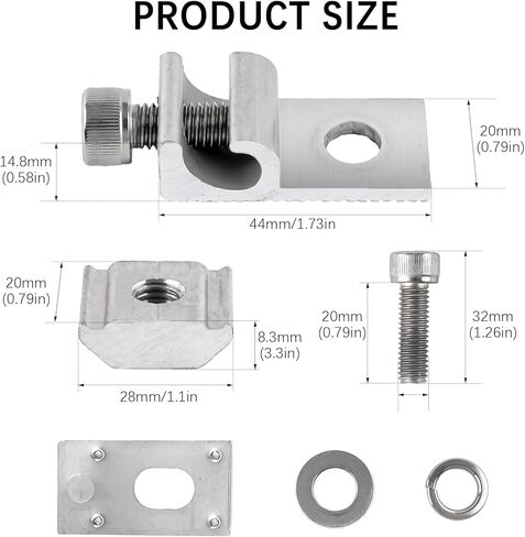 16 Pcs Solar Panel Grounding Lugs, Stainless Steel, Silver, Mount Bracket, Solar Grounding Clips in Saudi Arabia