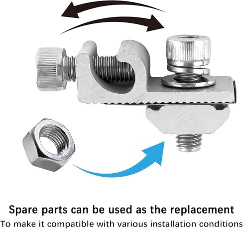 16 Pcs Solar Panel Grounding Lugs, Stainless Steel, Silver, Mount Bracket, Solar Grounding Clips in Saudi Arabia