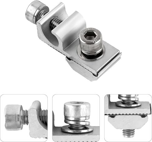 16 Pcs Solar Panel Grounding Lugs, Stainless Steel, Silver, Mount Bracket, Solar Grounding Clips in Saudi Arabia