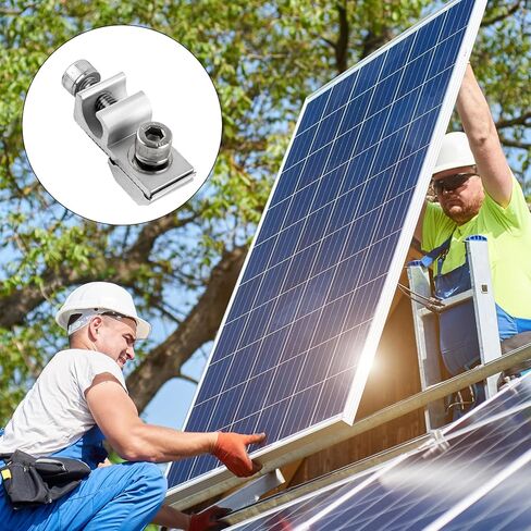 16 Pcs Solar Panel Grounding Lugs, Stainless Steel, Silver, Mount Bracket, Solar Grounding Clips in Saudi Arabia