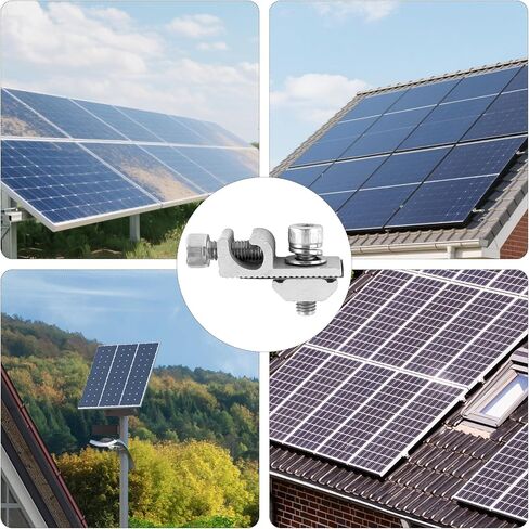 16 Pcs Solar Panel Grounding Lugs, Stainless Steel, Silver, Mount Bracket, Solar Grounding Clips in Saudi Arabia