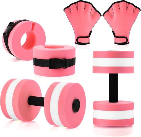 Water Aerobics Set, 2 Ankle Swimming Weights 2 Lightweight Aquatic Exercise Dumbbells 1 Pair of Swimming Gloves Pool Exercise Equipment for Aquatic Workout Fitness in Saudi Arabia