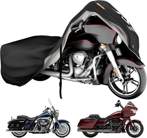 Heavy Duty 420D Motorcycle Cover, Outdoor Motor Sun Cover Protection Compatible with Harley Davidson Road Glide Road King Electric Glide Heritage Classic in Saudi Arabia