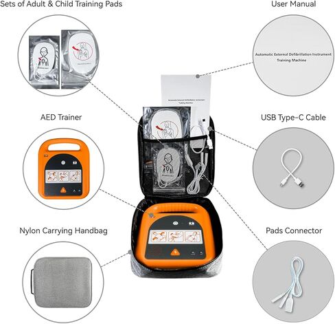 مدرب AED، جهاز تدريب محمول مع 4 سيناريوهات، مطالبات صوتية باللغة الإنجليزية فقط للطلاب المتدربين المبتدئين في الإسعافات الأولية in Kuwait