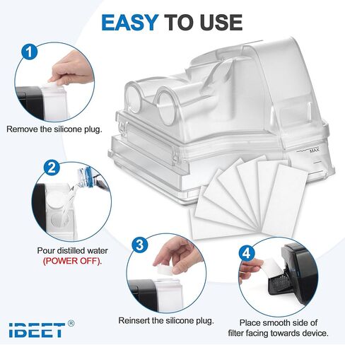 حوض غرفة الماء المرطب البديل لـ AirSense 10 ولـ AirCurve 10 مع 70 مرشحًا - منفذ ملء سريع، وختم مانع للتسرب، وقاعدة معززة - لوازم IBEET لسلسلة S10 in Saudi Arabia