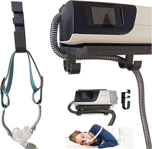 Wall Mount Shelf for AirSense 11 – Includes Mask Hook & Hose Hanger – Space-Saving, Durable Design – Easy Installation in Saudi Arabia