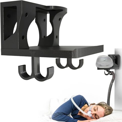 Wall Mount Shelf for AirSense 11 – Includes Mask Hook & Hose Hanger – Space-Saving, Durable Design – Easy Installation in Saudi Arabia