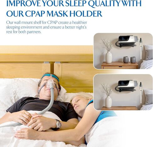 Wall Mount Shelf for AirSense 11 – Includes Mask Hook & Hose Hanger – Space-Saving, Durable Design – Easy Installation in Saudi Arabia
