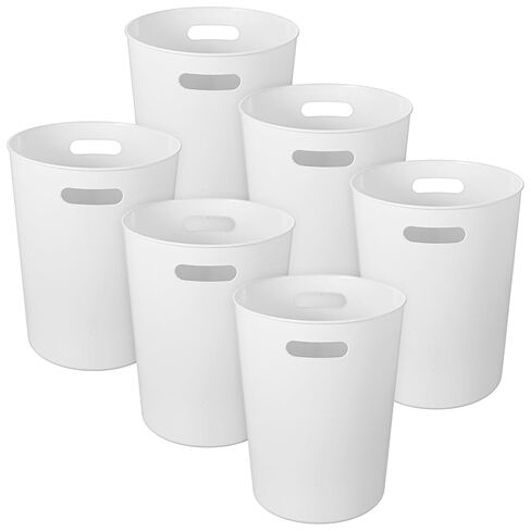 6 Pack Small Trash Can Wastebasket 1.5 Gallon Plastic Garbage Container Basket Recycling Bins with Handles for Home Bathrooms Bedroom Laundry Kids Room Kitchen Office College Dorms (White) in Saudi Arabia
