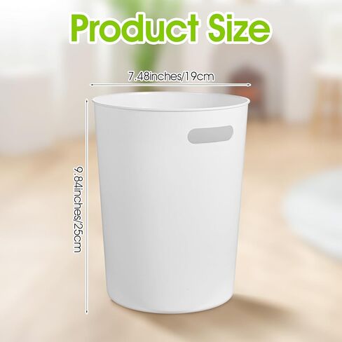 6 Pack Small Trash Can Wastebasket 1.5 Gallon Plastic Garbage Container Basket Recycling Bins with Handles for Home Bathrooms Bedroom Laundry Kids Room Kitchen Office College Dorms (White) in Saudi Arabia