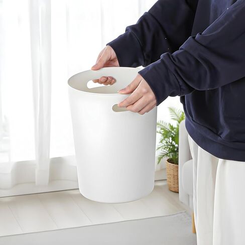 6 Pack Small Trash Can Wastebasket 1.5 Gallon Plastic Garbage Container Basket Recycling Bins with Handles for Home Bathrooms Bedroom Laundry Kids Room Kitchen Office College Dorms (White) in Saudi Arabia