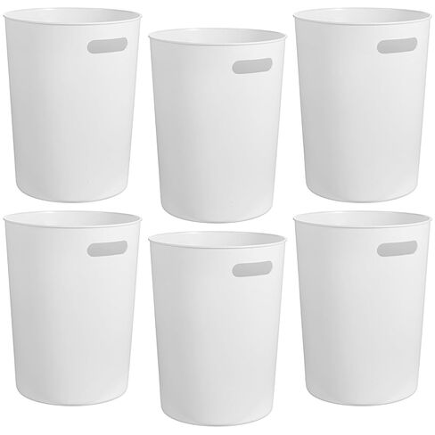6 Pack Small Trash Can Wastebasket 1.5 Gallon Plastic Garbage Container Basket Recycling Bins with Handles for Home Bathrooms Bedroom Laundry Kids Room Kitchen Office College Dorms (White) in Saudi Arabia