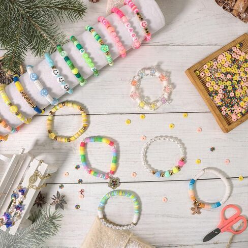 THRELE 18000 Pcs Clay Beads Bracelet Making Kit 6 Boxes 96 Colors Friendship Jewelry Making kit Polymer Set with 1000 Letter Beads and 850 Charms Crafts in Saudi Arabia