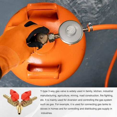 PATIKIL 3 Way Shut Off Ball Valve, 1/4" Y Shaped 3 Way Brass Garden Hose Barb Splitter Line Sprayer Parts Coolant Hose Valve Fitting with 2 Red Switch for Gas Fuel Oxygen, 1 Set in Saudi Arabia