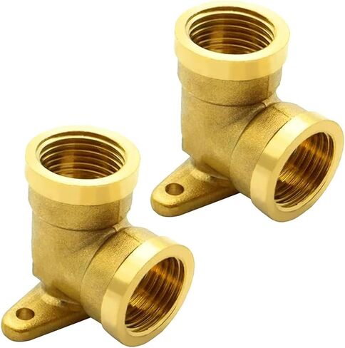 Joywayus النحاس 1/2 "NPT أنثى × 1/2" NPT أنثى 90 درجة الكوع مع لوحة قاعدة يمكن أن تكون ثابتة أنابيب المياه موصل السباكة (حزمة من 2) in Saudi Arabia