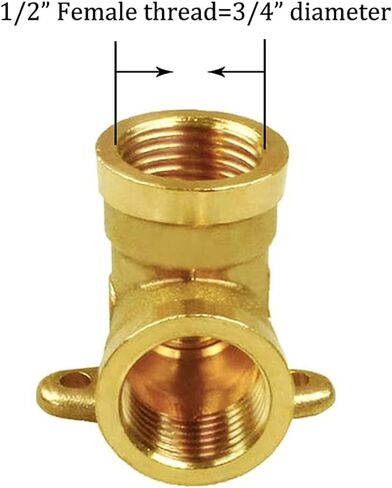 Joywayus النحاس 1/2 "NPT أنثى × 1/2" NPT أنثى 90 درجة الكوع مع لوحة قاعدة يمكن أن تكون ثابتة أنابيب المياه موصل السباكة (حزمة من 2) in Saudi Arabia