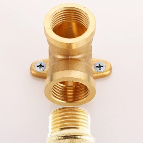 Joywayus النحاس 1/2 "NPT أنثى × 1/2" NPT أنثى 90 درجة الكوع مع لوحة قاعدة يمكن أن تكون ثابتة أنابيب المياه موصل السباكة (حزمة من 2) in Saudi Arabia