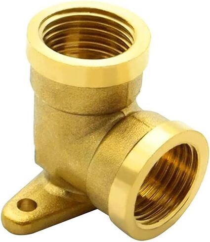 Joywayus النحاس 1/2 "NPT أنثى × 1/2" NPT أنثى 90 درجة الكوع مع لوحة قاعدة يمكن أن تكون ثابتة أنابيب المياه موصل السباكة (حزمة من 2) in Saudi Arabia