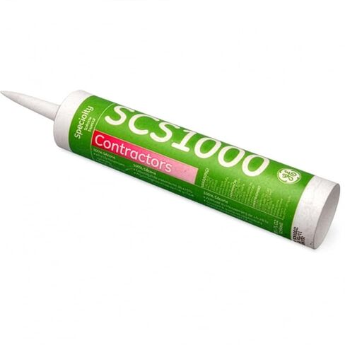 GE Silicones SCS1000 Contractors 100% Silicone Sealant, White, 10.1 fl oz Cartridge, 12 Pack, General Purpose Glazing Caulk for Windows, Doors, Glass, Trim, Indoor/Outdoor Sealing & Repairs in Saudi Arabia