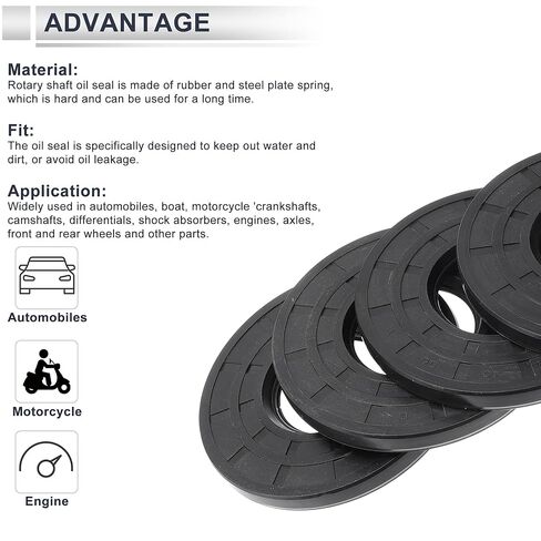 Universal Oil Seal TC Double Lip W Steel Spring Seal Ring Rotary Shaft Seal 40x90x8mm High Pressure Nitrile Rubber Black 5 Pcs in Saudi Arabia