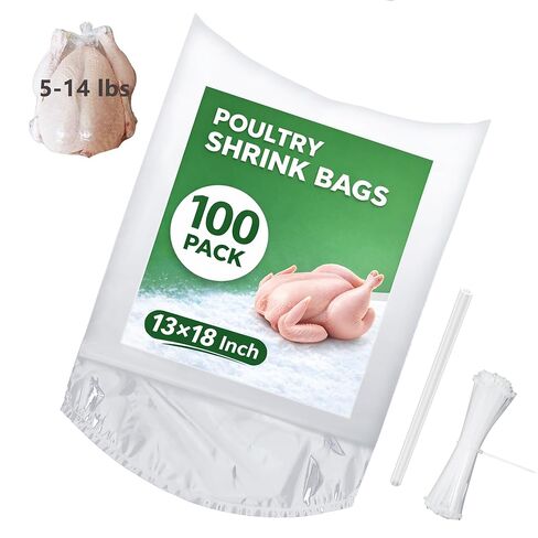 Poultry Shrink Bags, (50Pcs 16x30’’) Turkey Heat Shrink Wrap, Brining Bags BPA Free Freezer Safe, Heat Dip Shrinking Bags for Chickens, Rabbits, with 50 Heat-Resistant Zip Ties, a Silicone Straw in Saudi Arabia