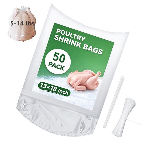 Poultry Shrink Bags, (50Pcs 16x30’’) Turkey Heat Shrink Wrap, Brining Bags BPA Free Freezer Safe, Heat Dip Shrinking Bags for Chickens, Rabbits, with 50 Heat-Resistant Zip Ties, a Silicone Straw in Saudi Arabia