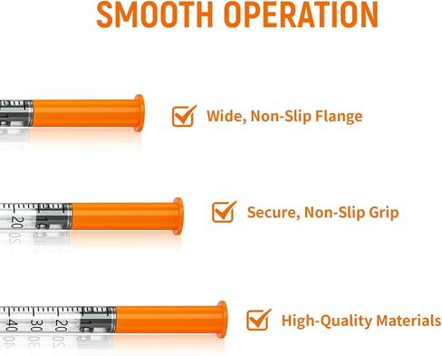 Seringe insulin, 29G 1ml/cc 5/16" (8mm) syring, Individually Packed, Smooth & Comfortable, Pack of 100 in Saudi Arabia