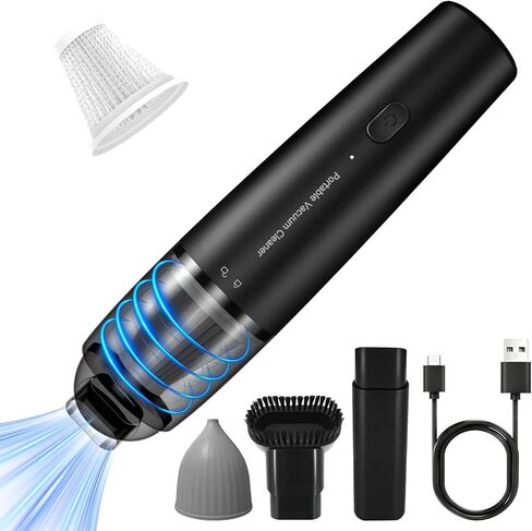 Handheld Vacuum Cordless Mini Vacuum Cleaner Portable 13000 PA Suction Power with 2 HEPA Filter, 2 Suction Modes, Hand Held Vacuum Rechargeable for Car, Home, Pet Hair, Office, Keyboards Black in Kuwait