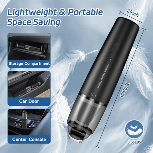 Handheld Vacuum Cordless Mini Vacuum Cleaner Portable 13000 PA Suction Power with 2 HEPA Filter, 2 Suction Modes, Hand Held Vacuum Rechargeable for Car, Home, Pet Hair, Office, Keyboards Black in Kuwait