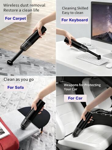 Handheld Vacuum Cordless Mini Vacuum Cleaner Portable 13000 PA Suction Power with 2 HEPA Filter, 2 Suction Modes, Hand Held Vacuum Rechargeable for Car, Home, Pet Hair, Office, Keyboards Black in Kuwait