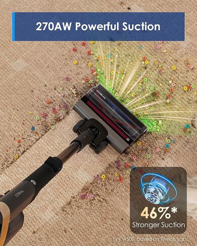مكنسة كهربائية لاسلكية Tineco Pure ONE A90S، شفط قوي 270AW، وقت تشغيل يصل إلى 105 دقائق، فرشاة 3DSense الرئيسية، ضوء LED أخضر 150 درجة، مكنسة كهربائية عصا لشعر الحيوانات الأليفة والسجاد والأرضيات الصلبة in Saudi Arabia