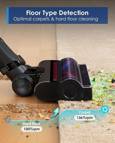 مكنسة كهربائية لاسلكية Tineco Pure ONE A90S، شفط قوي 270AW، وقت تشغيل يصل إلى 105 دقائق، فرشاة 3DSense الرئيسية، ضوء LED أخضر 150 درجة، مكنسة كهربائية عصا لشعر الحيوانات الأليفة والسجاد والأرضيات الصلبة in Saudi Arabia