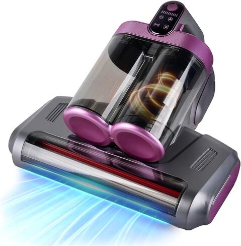 Cordless Mattress Vacuum Cleaner, 16Kpa Handheld Bed Vacuum with 253.7nm UV-C Light, Ultrasonic, Widened Suction, Low Noise, HEPA Filtration for Mattress Sofa Couch Pet Hair, Purple in Kuwait