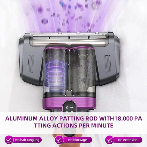 Cordless Mattress Vacuum Cleaner, 16Kpa Handheld Bed Vacuum with 253.7nm UV-C Light, Ultrasonic, Widened Suction, Low Noise, HEPA Filtration for Mattress Sofa Couch Pet Hair, Purple in Kuwait