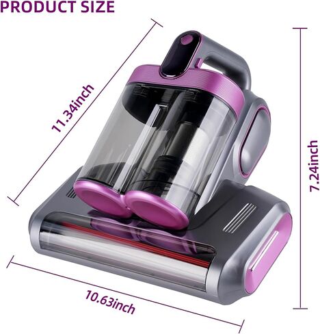 Cordless Mattress Vacuum Cleaner, 16Kpa Handheld Bed Vacuum with 253.7nm UV-C Light, Ultrasonic, Widened Suction, Low Noise, HEPA Filtration for Mattress Sofa Couch Pet Hair, Purple in Kuwait