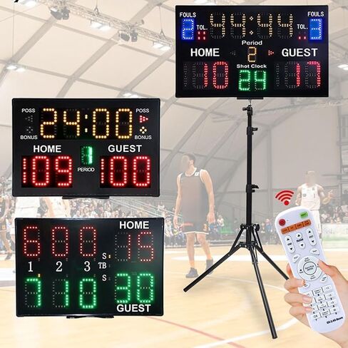 Electronic Scoreboard with Remote Control, 30M Range, 5 Brightness Levels, 3 Mounting Types for Sports in Kuwait