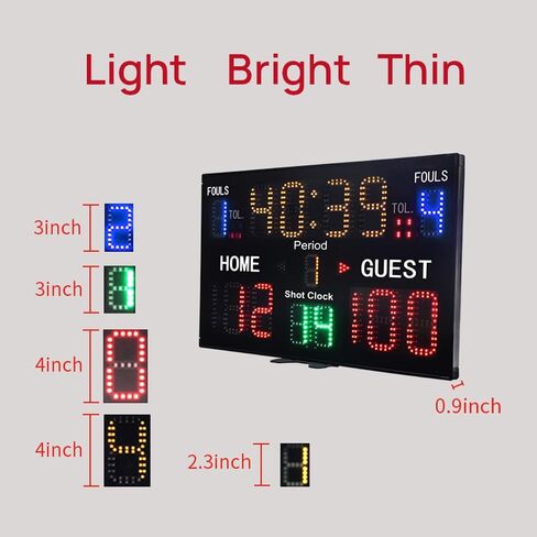 Electronic Scoreboard with Remote Control, 30M Range, 5 Brightness Levels, 3 Mounting Types for Sports in Kuwait