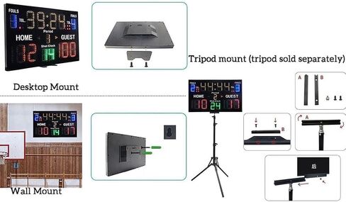 Electronic Scoreboard with Remote Control, 30M Range, 5 Brightness Levels, 3 Mounting Types for Sports in Kuwait
