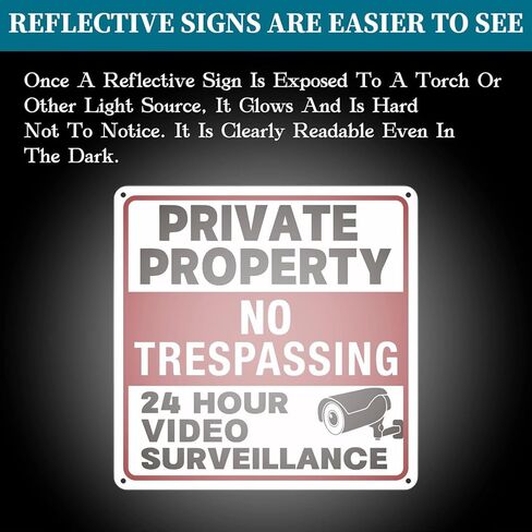 4 عبوات من علامات عدم التعدي على ملكية خاصة، لافتة مراقبة بالفيديو، لافتة كاميرا أمان من الألومنيوم خالية من الصدأ مقاس 9.5 × 9.5 بوصة، سهلة التركيب، تستخدم مواد عاكسة، مناسبة للمنزل/العمل in Kuwait