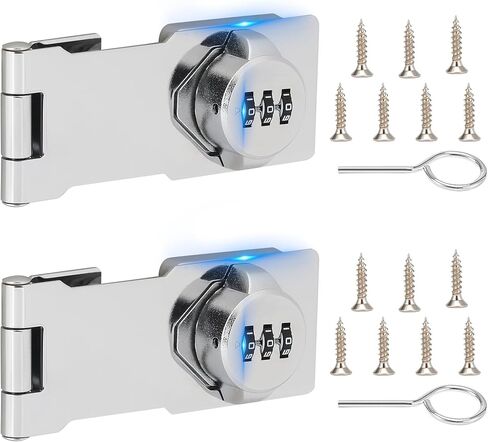 Keyless Cabinet Lock with Combination Code - 3-Digit Password Hasp Latch Lock for Drawers, Bifold Closet Door and Double Sided Door (White, 4.5 Inch) in Saudi Arabia