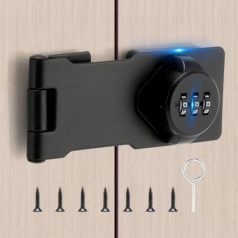Keyless Cabinet Lock with Combination Code - 3-Digit Password Hasp Latch Lock for Drawers, Bifold Closet Door and Double Sided Door (White, 4.5 Inch) in Saudi Arabia