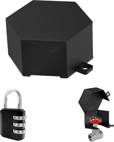 Sdstone Faucet Lock Outdoor - Password-Protected Water Spigot Lock, Hose Bib Steel, Gate Valve - Prevent Theft and Unauthorized Use for Garden, Valve - 1 Pack (Black) in Kuwait