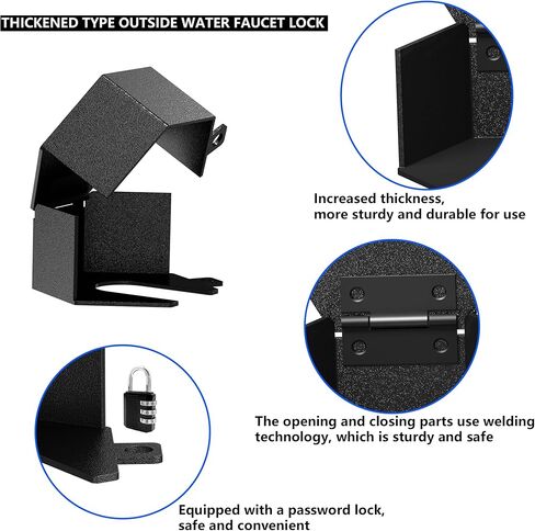 Sdstone Faucet Lock Outdoor - Password-Protected Water Spigot Lock, Hose Bib Steel, Gate Valve - Prevent Theft and Unauthorized Use for Garden, Valve - 1 Pack (Black) in Kuwait